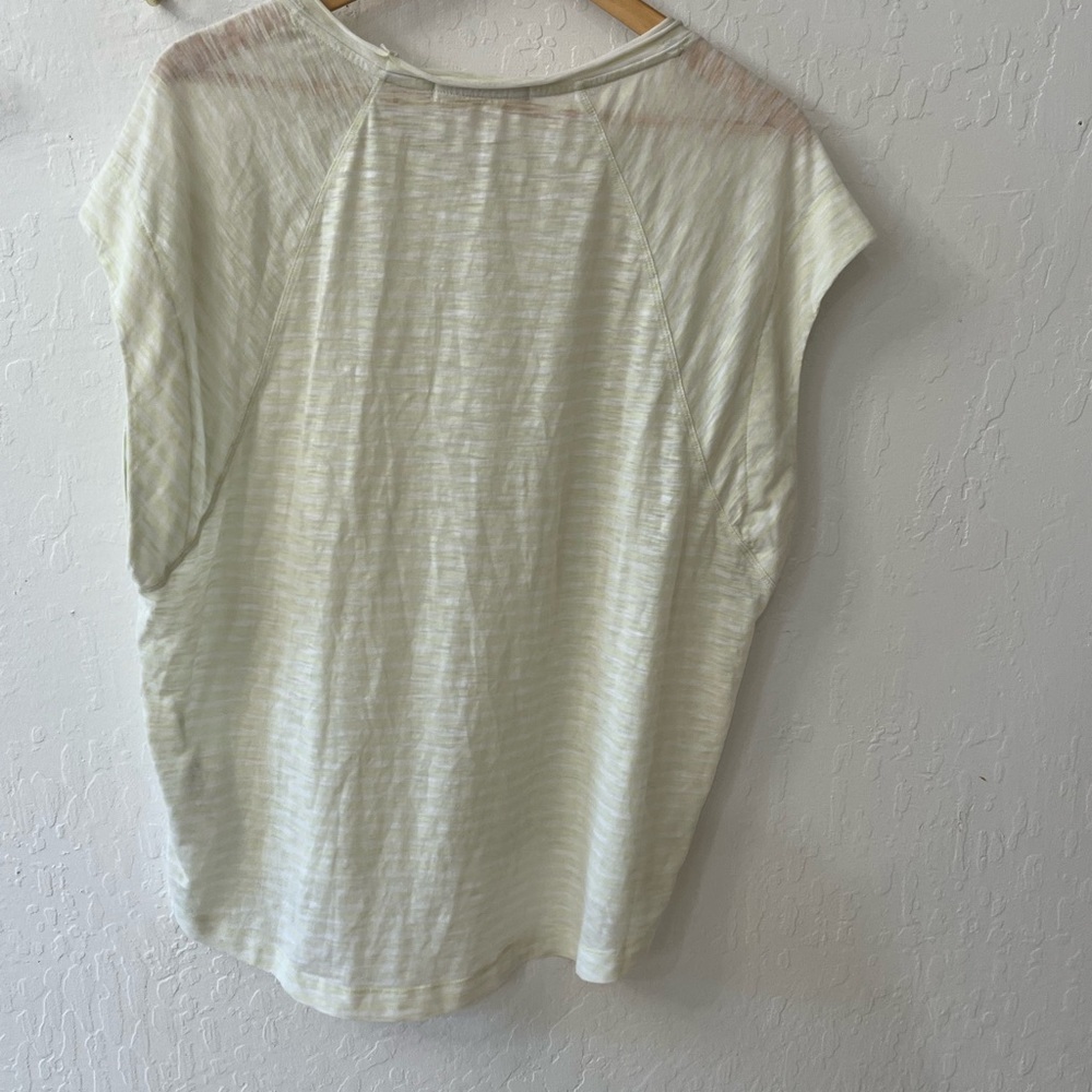 We the Free Free People Halo Cap Sleeve T-Shirt Stripe Neon Lime Combo - Picture 12 of 15
